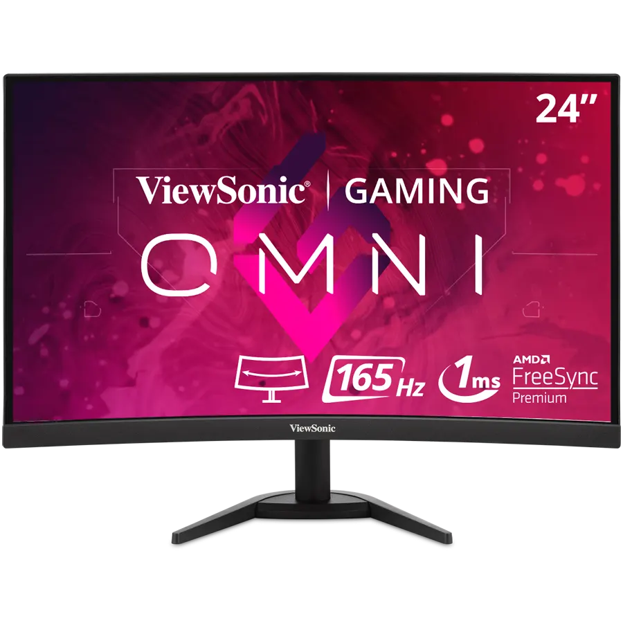 Monitor Curvo Gamer ViewSonic VX2468-PC-mhd OMNI 23.6" FHD 1080p 165Hz 1ms LED MVA FreeSync Premium
